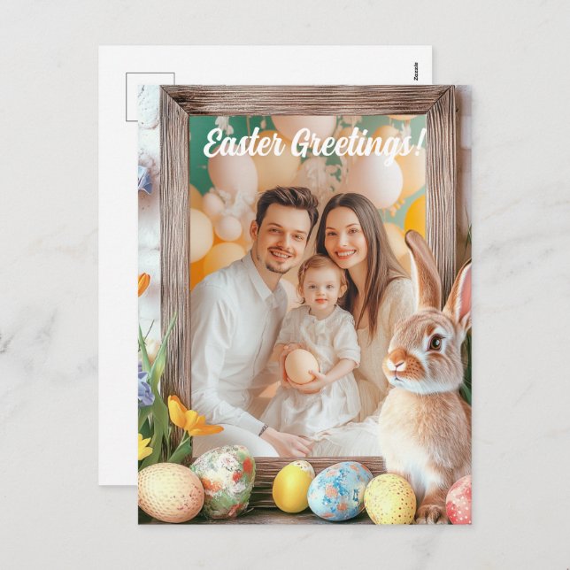 Postal Festiva Personalizable 🐇 Hoppy Easter Wonderland (Anverso / Reverso)