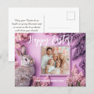 Postal Festiva 🐰 🥚 🌸 Personalizable Hoppy Lilac Dreams