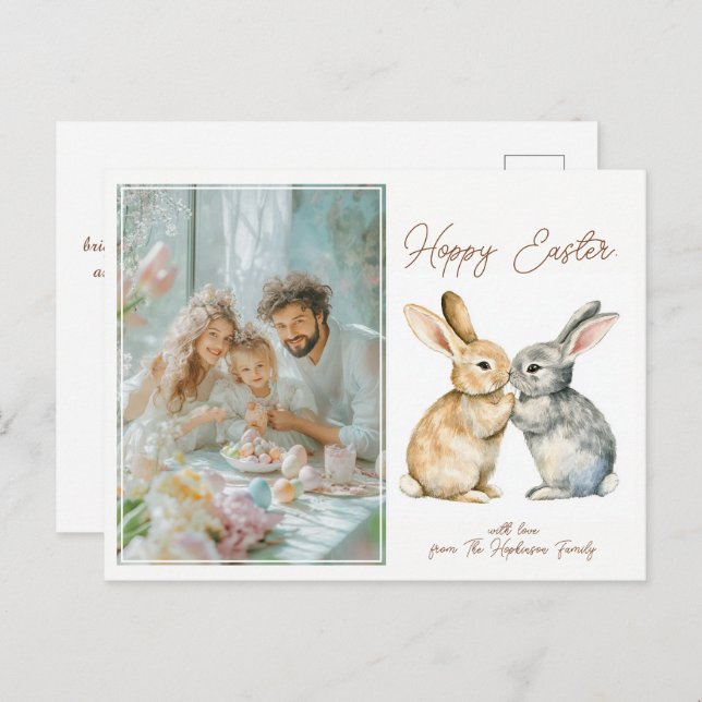 Postal Festiva Personalizable 🐇 Huevo-stra Cute agitada Pascua (Anverso / Reverso)
