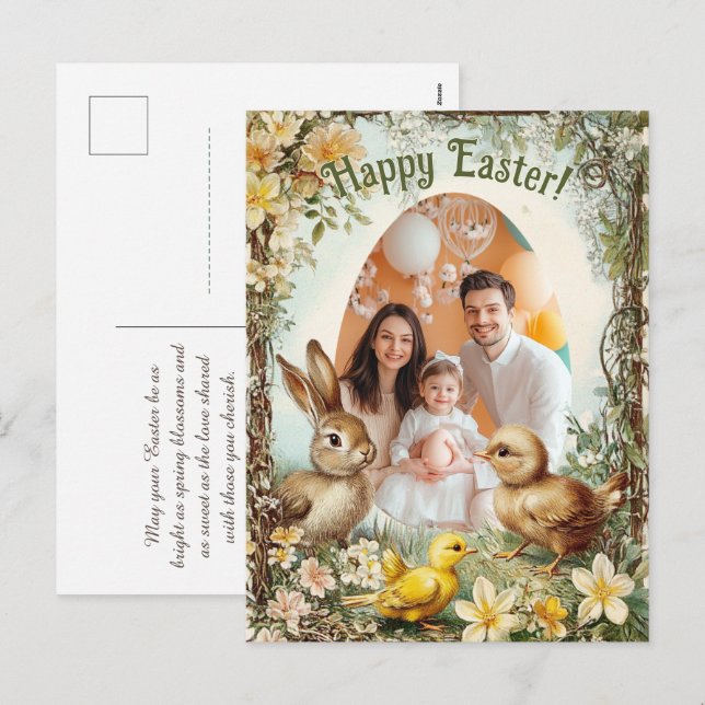 Postal Festiva Personalizable 🐇 Huevo-Tasa Instantánea de Pascua (Anverso / Reverso)