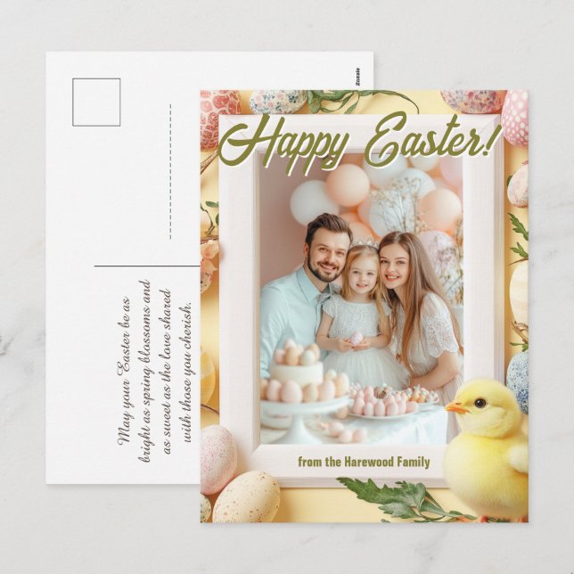 Postal Festiva Personalizable 🐇 la agitada Extravaganza de Pascu (Anverso / Reverso)