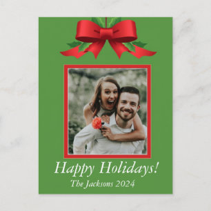 Postal Festiva Personalizable Navidades verdes y rojos foto abajo