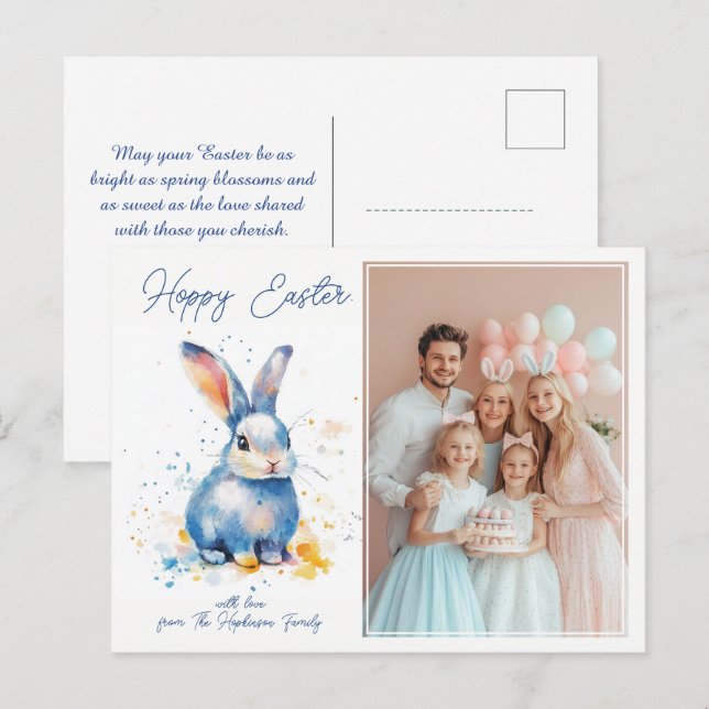 Postal Festiva Personalizable 🐇 optimista (Anverso / Reverso)