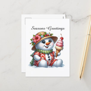 Postal Festiva personalizable playa Snowman Seasons Greetings