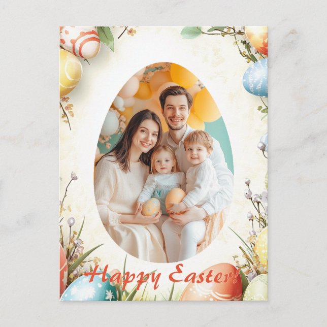 Postal Festiva Personalizable 🐇 Recuerdos de Pascua (Anverso)