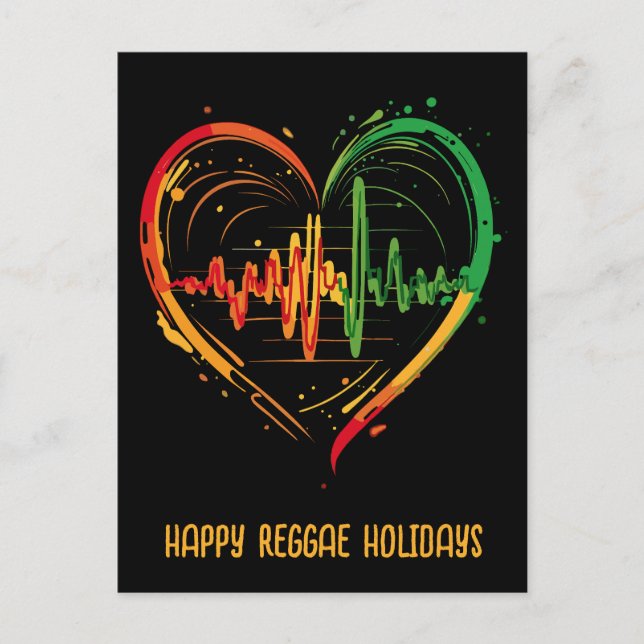 Postal Festiva Personalizable Reggae Heart Beat (Anverso)