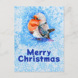 Postal Festiva Personalizable Robin de Navidades de acuarela Cuta