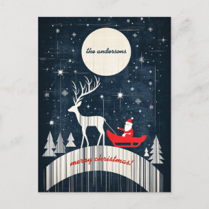 Postal Festiva Personalizable Santa sobre la cornisa arrojada por