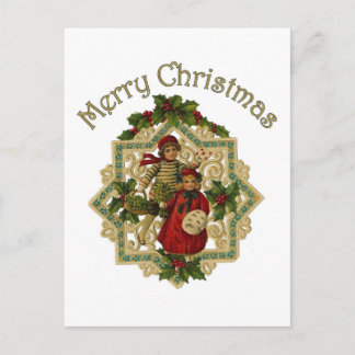 Postal Festiva Personalizable Vintage Navidades Victorianos Niños