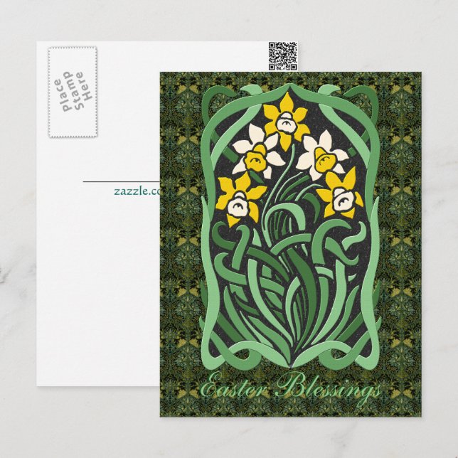 Postal Festiva Personalización de los Daffodils de Semana Santa d (Anverso / Reverso)