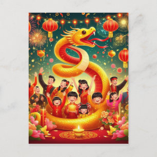 Postal Festiva Personalizado Año Nuevo Chino Fiesta de serpientes