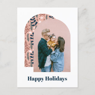 Postal Festiva Personalizado Arco Moderno Foto Foliage Rosa