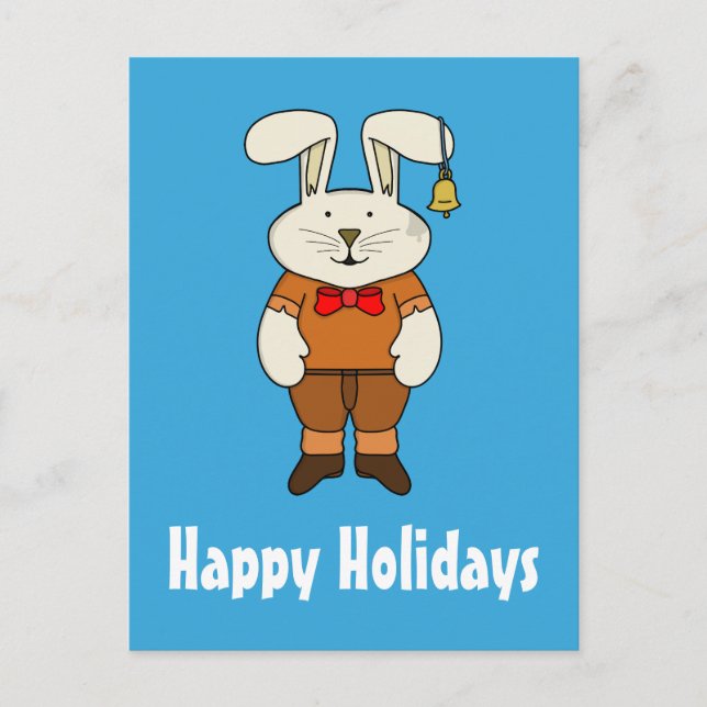 Postal Festiva Personalizado Bunny con una campana en el oído (Anverso)