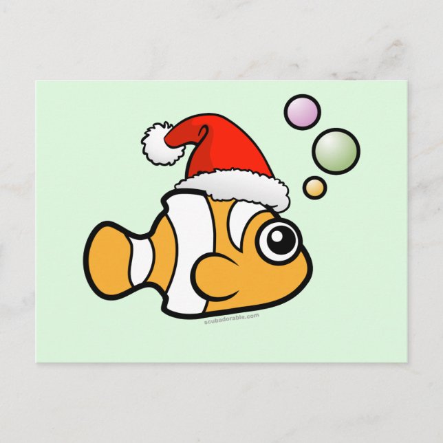 Postal Festiva Personalizado Clownfish Santa (Anverso)