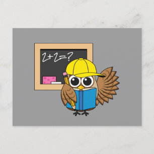 Postal Festiva Personalizado de Búho Estudiantil Cute