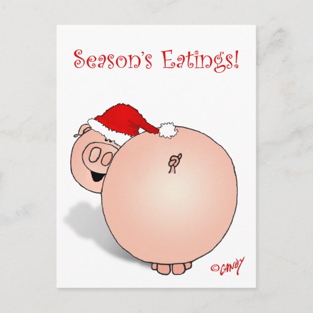 Postal Festiva Personalizado de Cerdo de Season's Greetings (Eati (Anverso)