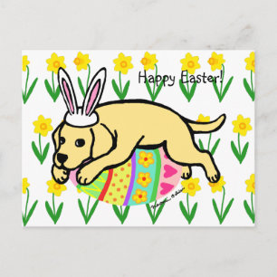 Postal Festiva Personalizado de Labrador Amarillo de Huevo de Pas