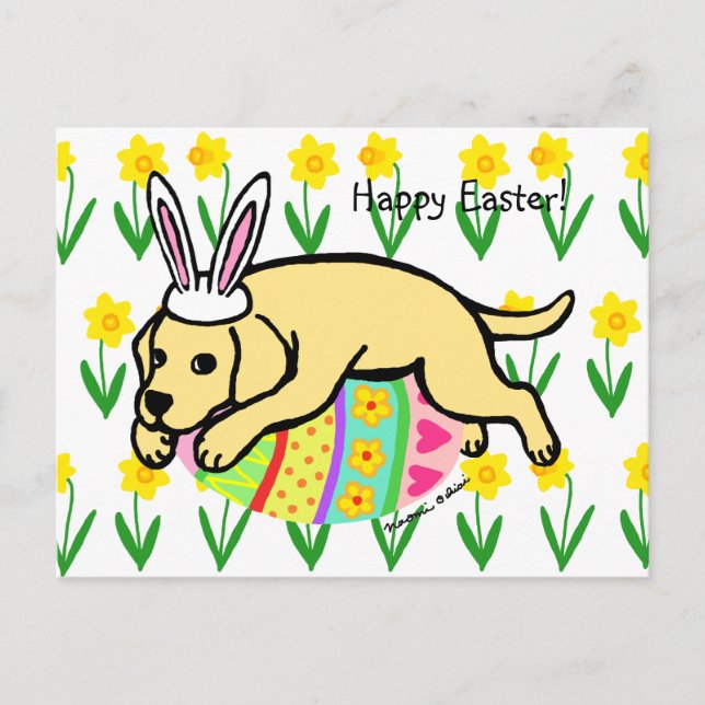 Postal Festiva Personalizado de Labrador Amarillo de Huevo de Pas (Anverso)