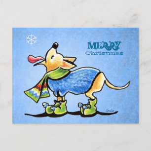 Postal Festiva Personalizado de los Navidades Chihuahua Snowflake