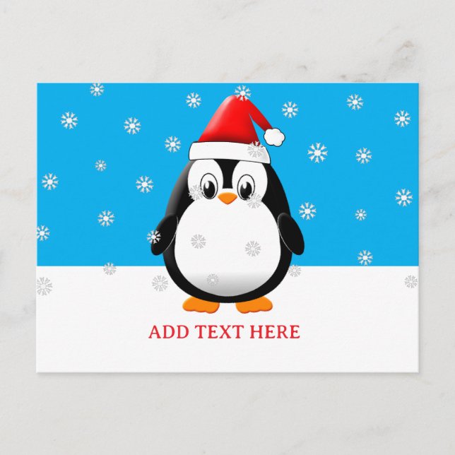 Postal Festiva Personalizado de pingüino cutáneo Nieva a Personal (Anverso)