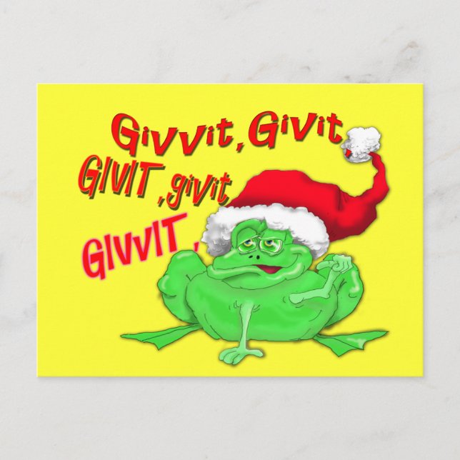 Postal Festiva Personalizado de ranas con rana santa hat givit gi (Anverso)