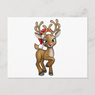 Postal Festiva Personalizado de Santa Hat Navidades reno