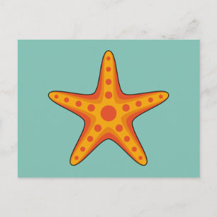 Postal Festiva Personalizado de Starfish Naranja Cute