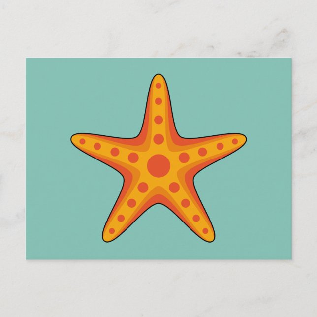 Postal Festiva Personalizado de Starfish Naranja Cute (Anverso)