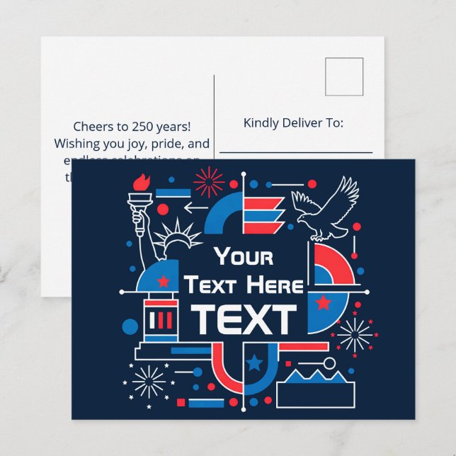 Postal Festiva Personalizado EE. UU. 250 (Anverso / Reverso)