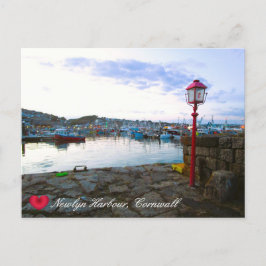 Postal Festiva Personalizado en el puerto de Newlyn en Dusk Cornw