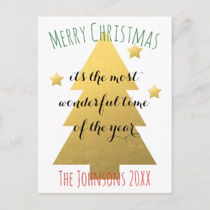 Postal Festiva Personalizado Faux estrellas de oro árbol de Navid