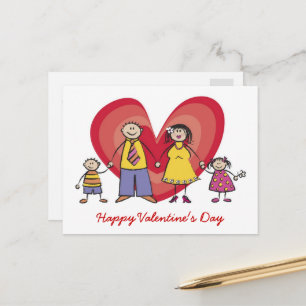 Postal Festiva Personalizado Feliz Familia Gran El día de San Val