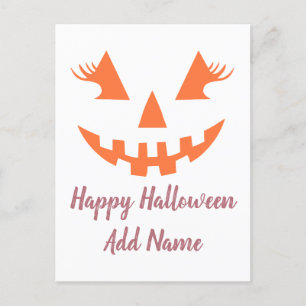Postal Festiva Personalizado Feliz Halloween Jack O Lantern Pumpk