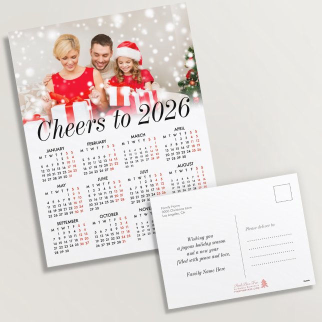Postal Festiva Personalizado Foto Familia Simple Modern Calendar  (Subido por el creador)
