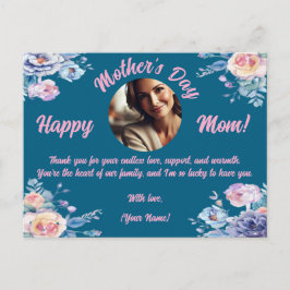 Postal Festiva Personalizado foto Floral acuarela del Día de la M