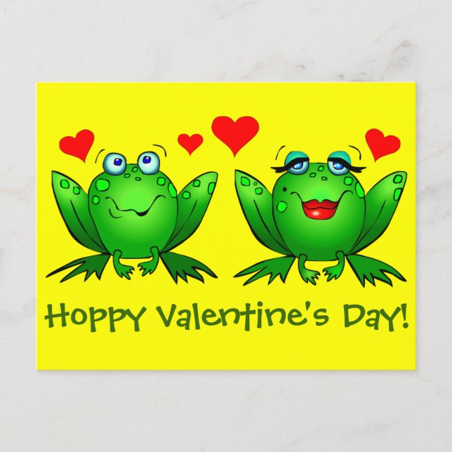 Postal Festiva Personalizado Happy Frogs Hoppy Día de San Valentí (Anverso)