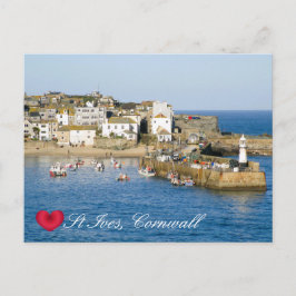 Postal Festiva Personalizado Heart St Ives Harbour Pier Cornwall 