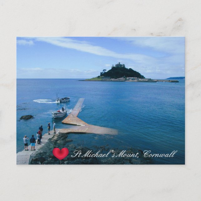 Postal Festiva Personalizado Heart St Michaels Monte Cornwall con (Anverso)