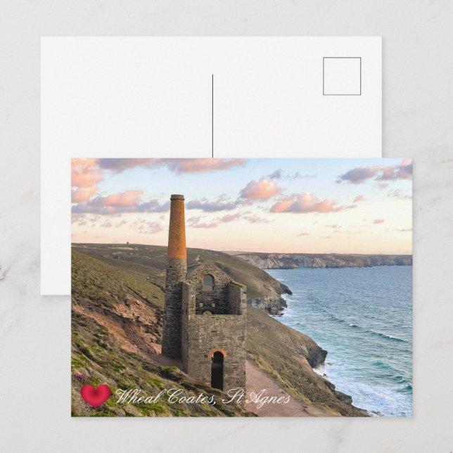 Postal Festiva Personalizado Heart Wheal Coates St Agnes Cornwall (Anverso / Reverso)