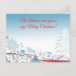 Postal Festiva Personalizado Hermoso árbol azul y flores Dios ben