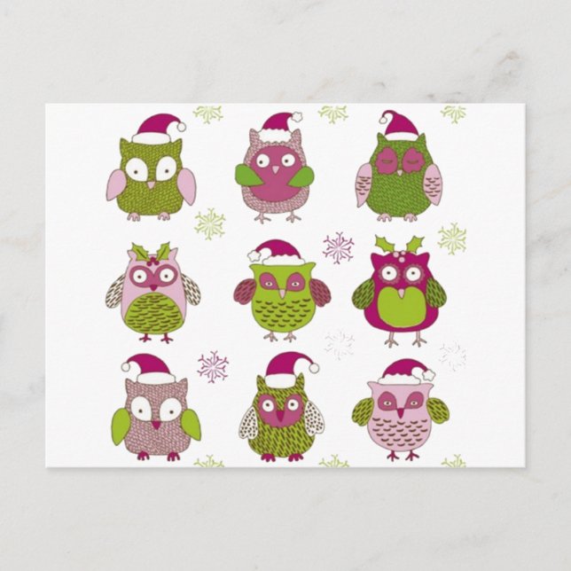 Postal Festiva personalizado navidades búho lindo vector (Anverso)
