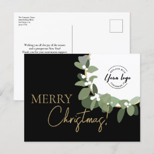 Postal Festiva Personalizado negro de oro con logotipo de la Comp