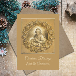 Postal Festiva Personalizado Oro Navidades religiosos cristianos 
