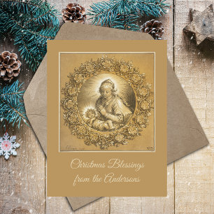Postal Festiva Personalizado Oro Navidades religiosos cristianos