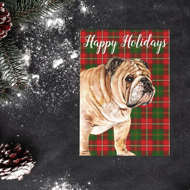 Postal Festiva Personalizado personalizado de Bulldog de acuarela (Subido por el creador)