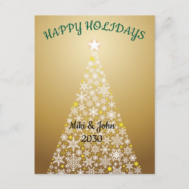 Postal Festiva Personalizado Relieve metalizado moderno Oro Navid (Anverso)