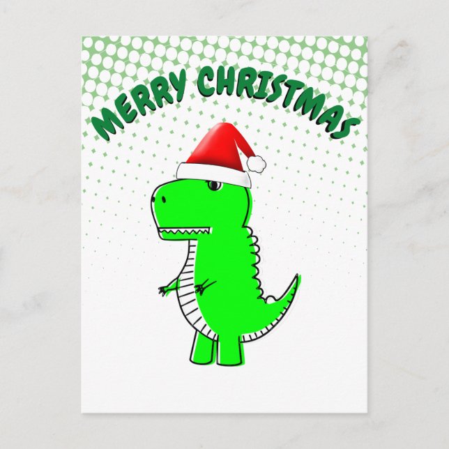 Postal Festiva Personalizado T Rex Cute Dino Santas Navidades Gor (Anverso)