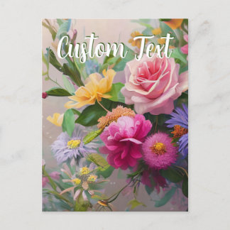 Postal Festiva Personalizado Texto Flores mixtas 8 Blossoms Plant
