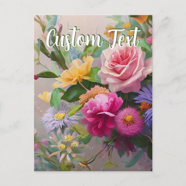 Postal Festiva Personalizado Texto Flores mixtas 8 Blossoms Plant (Anverso)