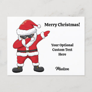 Postal Festiva Personalizado Textos Dabbing Dancing Santa